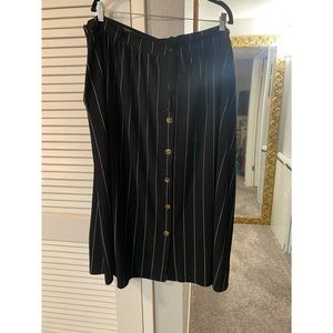 Black with white pin stripes midi skirt
